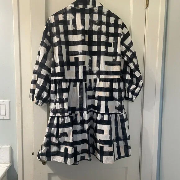 Maeve Bettina Tiered Shirt Dress Size Medium, Geometric print, puff sleeves - Picture 10 of 10